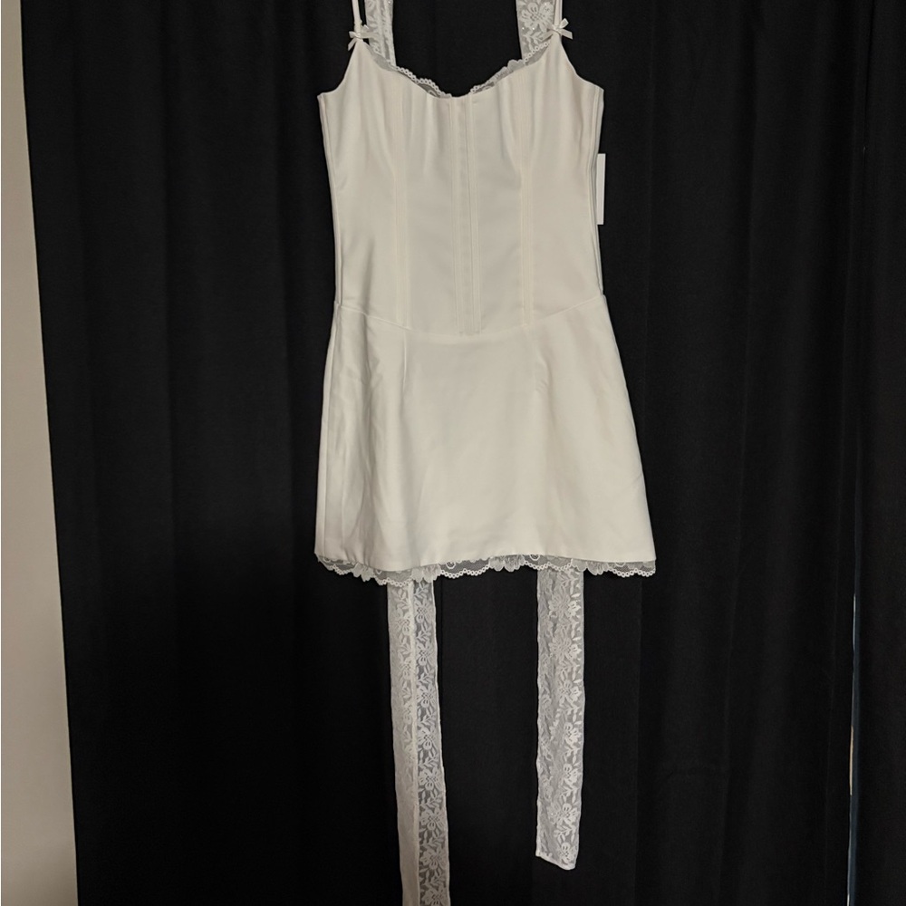 Bridal Mini Corset Dress with Neck Scarf
